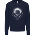 Lone Wolf In the Moonlight Mens Sweatshirt Jumper Navy Blue