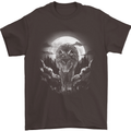 Lone Wolf In the Moonlight Mens T-Shirt Cotton Gildan Dark Chocolate