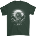Lone Wolf In the Moonlight Mens T-Shirt Cotton Gildan Forest Green