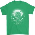 Lone Wolf In the Moonlight Mens T-Shirt Cotton Gildan Irish Green