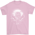 Lone Wolf In the Moonlight Mens T-Shirt Cotton Gildan Light Pink