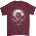 Lone Wolf In the Moonlight Mens T-Shirt Cotton Gildan Maroon
