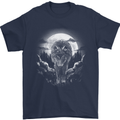 Lone Wolf In the Moonlight Mens T-Shirt Cotton Gildan Navy Blue