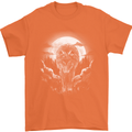 Lone Wolf In the Moonlight Mens T-Shirt Cotton Gildan Orange