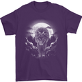 Lone Wolf In the Moonlight Mens T-Shirt Cotton Gildan Purple