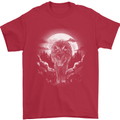Lone Wolf In the Moonlight Mens T-Shirt Cotton Gildan Red