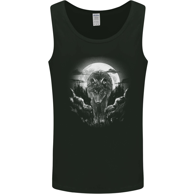 Lone Wolf In the Moonlight Mens Vest Tank Top Black