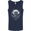 Lone Wolf In the Moonlight Mens Vest Tank Top Navy Blue