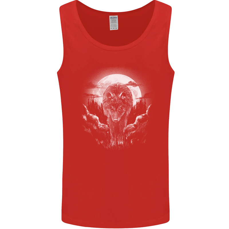 Lone Wolf In the Moonlight Mens Vest Tank Top Red