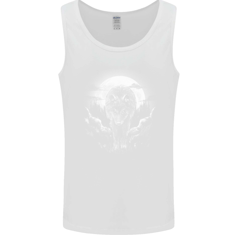 Lone Wolf In the Moonlight Mens Vest Tank Top White