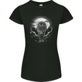 Lone Wolf In the Moonlight Womens Petite Cut T-Shirt Black