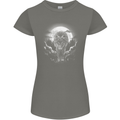 Lone Wolf In the Moonlight Womens Petite Cut T-Shirt Charcoal