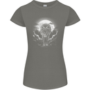 Lone Wolf In the Moonlight Womens Petite Cut T-Shirt Charcoal