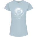 Lone Wolf In the Moonlight Womens Petite Cut T-Shirt Light Blue