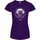 Lone Wolf In the Moonlight Womens Petite Cut T-Shirt Purple