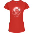 Lone Wolf In the Moonlight Womens Petite Cut T-Shirt Red