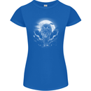 Lone Wolf In the Moonlight Womens Petite Cut T-Shirt Royal Blue