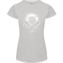 Lone Wolf In the Moonlight Womens Petite Cut T-Shirt Sports Grey