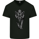 Lone Wolf Mens V-Neck Cotton T-Shirt Black