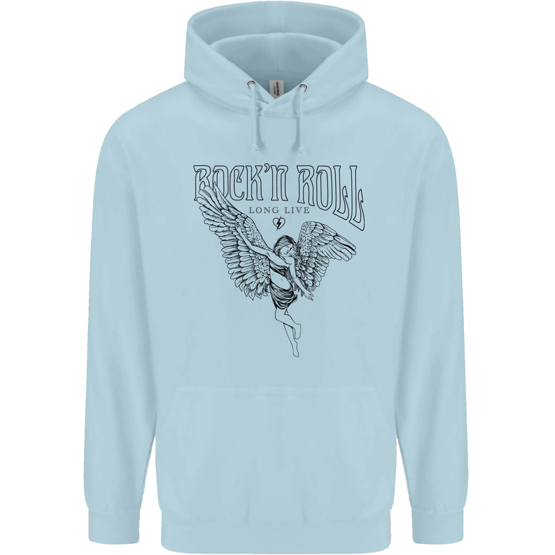 Long Live Rock n Roll Angel Childrens Kids Hoodie Light Blue