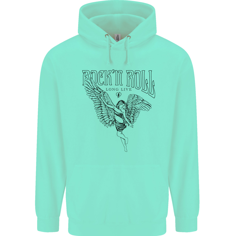 Long Live Rock n Roll Angel Childrens Kids Hoodie Peppermint