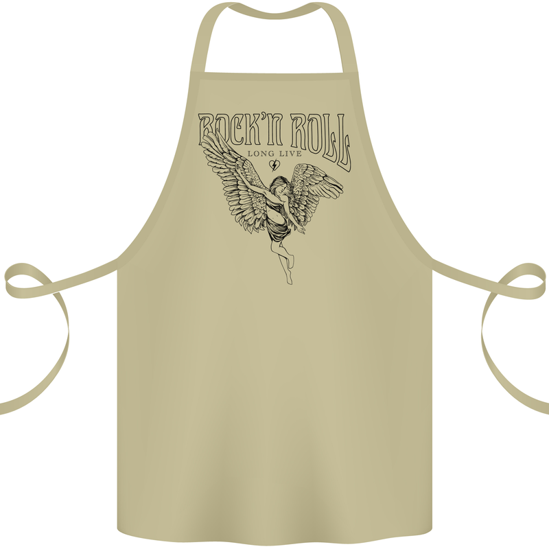 Long Live Rock n Roll Angel Cotton Apron 100% Organic Khaki