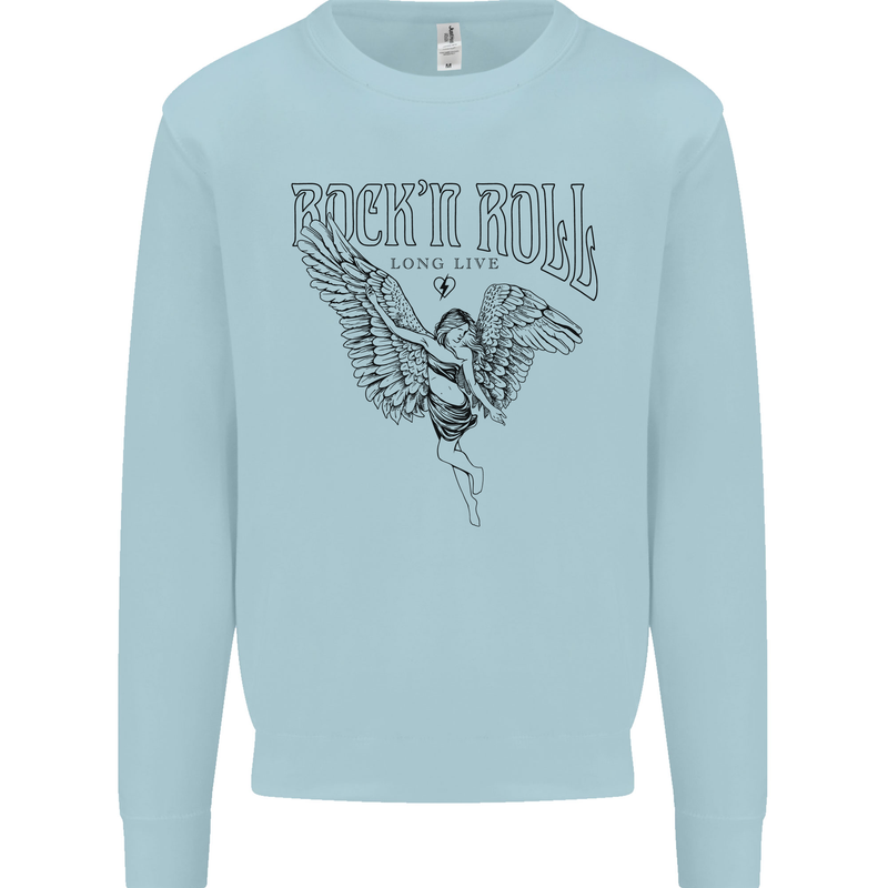 Long Live Rock n Roll Angel Kids Sweatshirt Jumper Light Blue