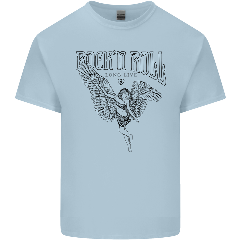 Long Live Rock n Roll Angel Mens Cotton T-Shirt Tee Top Light Blue