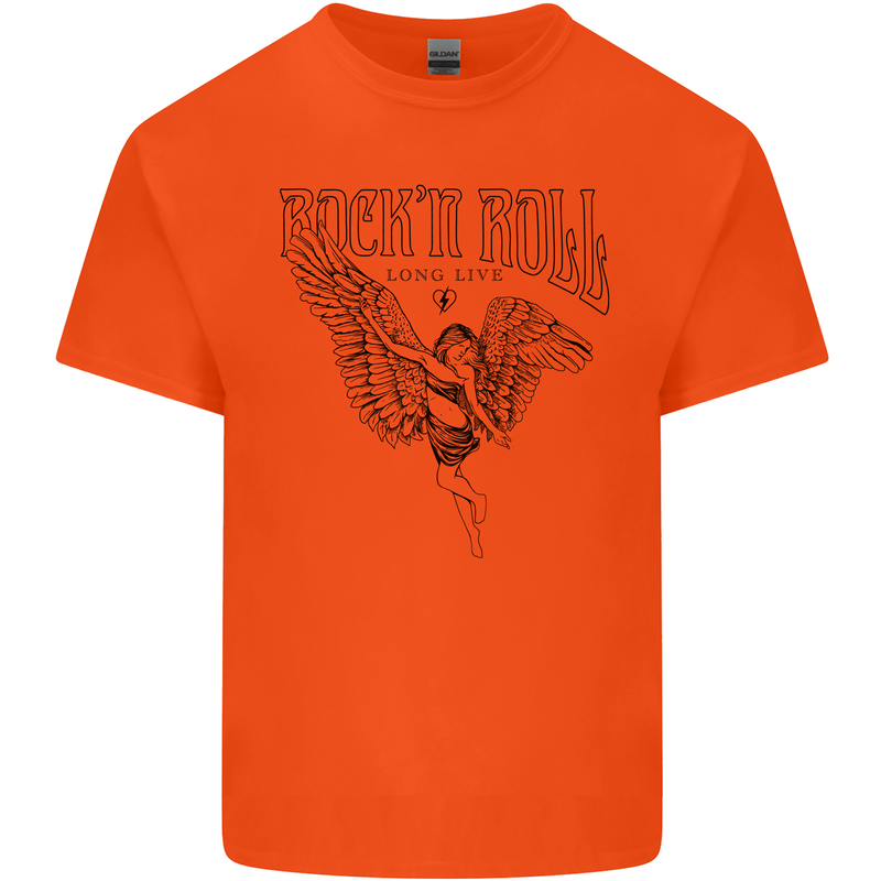 Long Live Rock n Roll Angel Mens Cotton T-Shirt Tee Top Orange