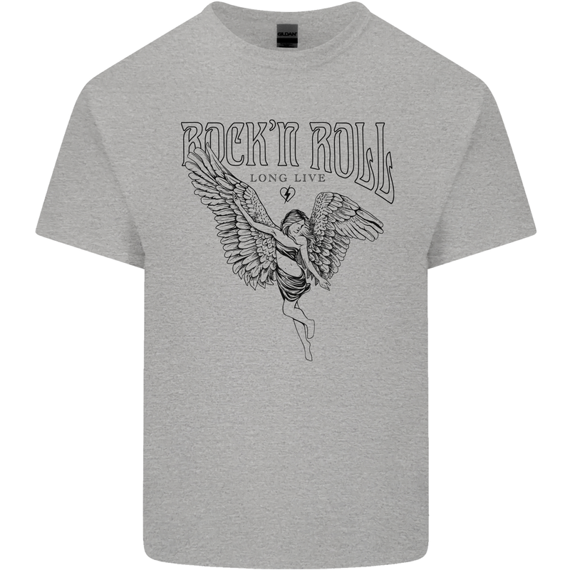 Long Live Rock n Roll Angel Mens Cotton T-Shirt Tee Top Sports Grey