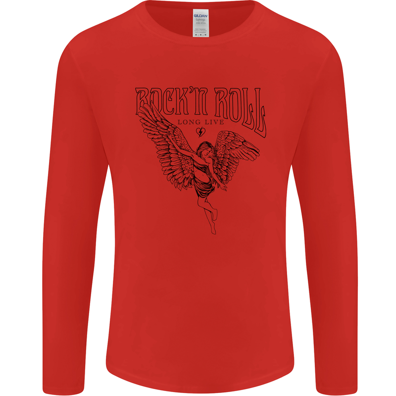 Long Live Rock n Roll Angel Mens Long Sleeve T-Shirt Red