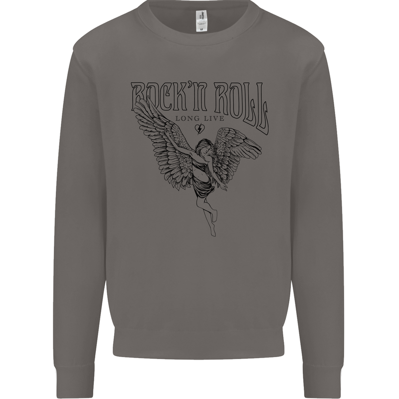 Long Live Rock n Roll Angel Mens Sweatshirt Jumper Charcoal