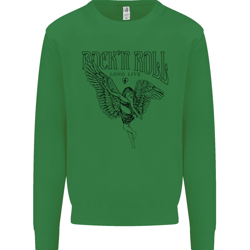 Long Live Rock n Roll Angel Mens Sweatshirt Jumper Irish Green