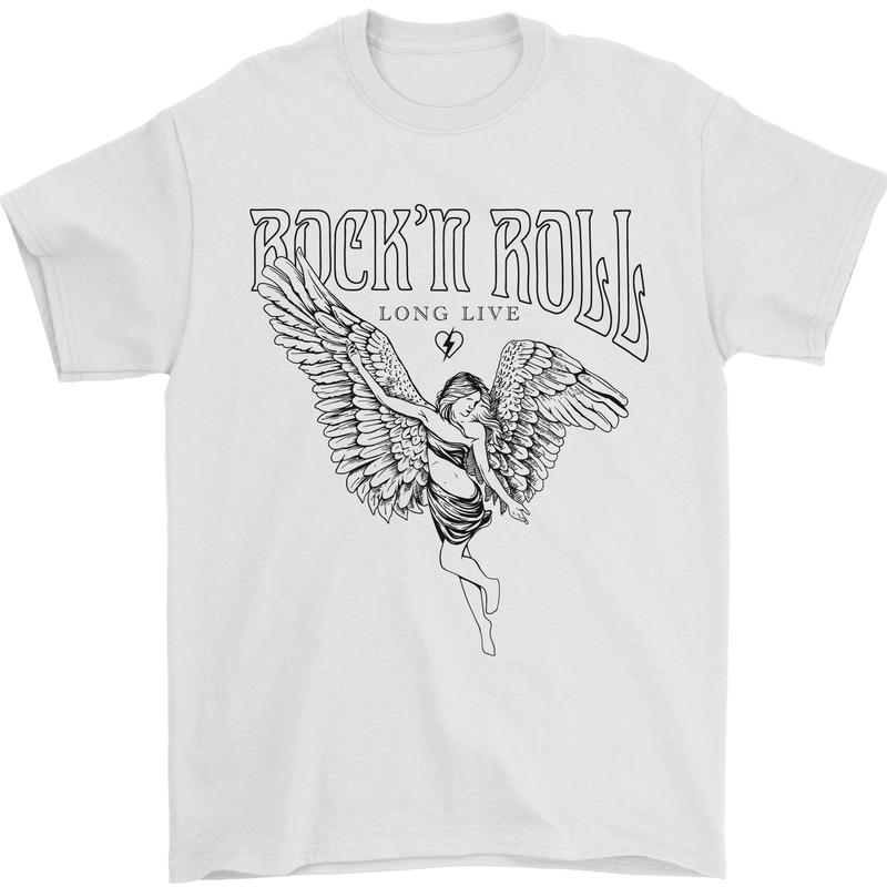 Long Live Rock n Roll Angel Mens T-Shirt 100% Cotton White