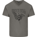 Long Live Rock n Roll Angel Mens V-Neck Cotton T-Shirt Charcoal