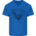 Long Live Rock n Roll Angel Mens V-Neck Cotton T-Shirt Royal Blue