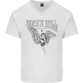 Long Live Rock n Roll Angel Mens V-Neck Cotton T-Shirt White