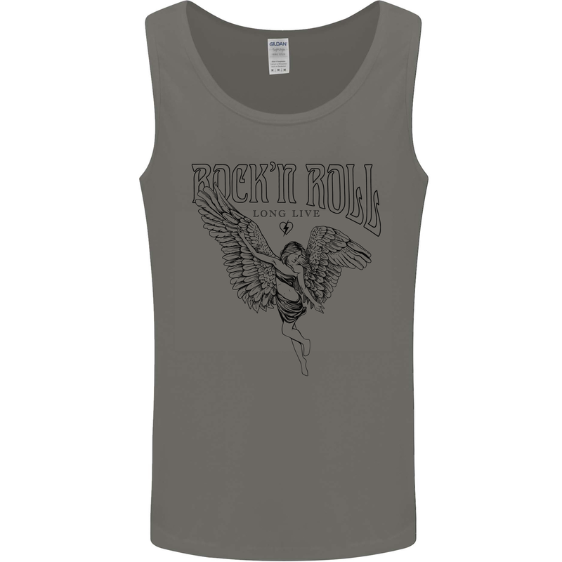 Long Live Rock n Roll Angel Mens Vest Tank Top Charcoal