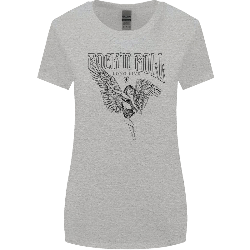 Long Live Rock n Roll Angel Womens Wider Cut T-Shirt Sports Grey