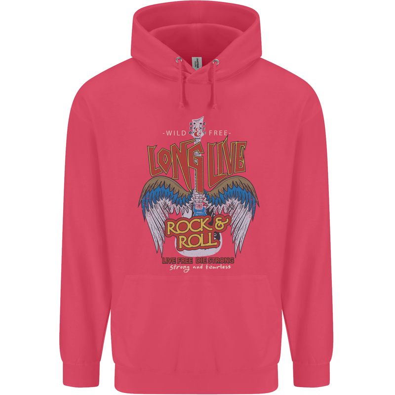 Long Live Rock n Roll Heavy Metal Guitar Childrens Kids Hoodie Heliconia