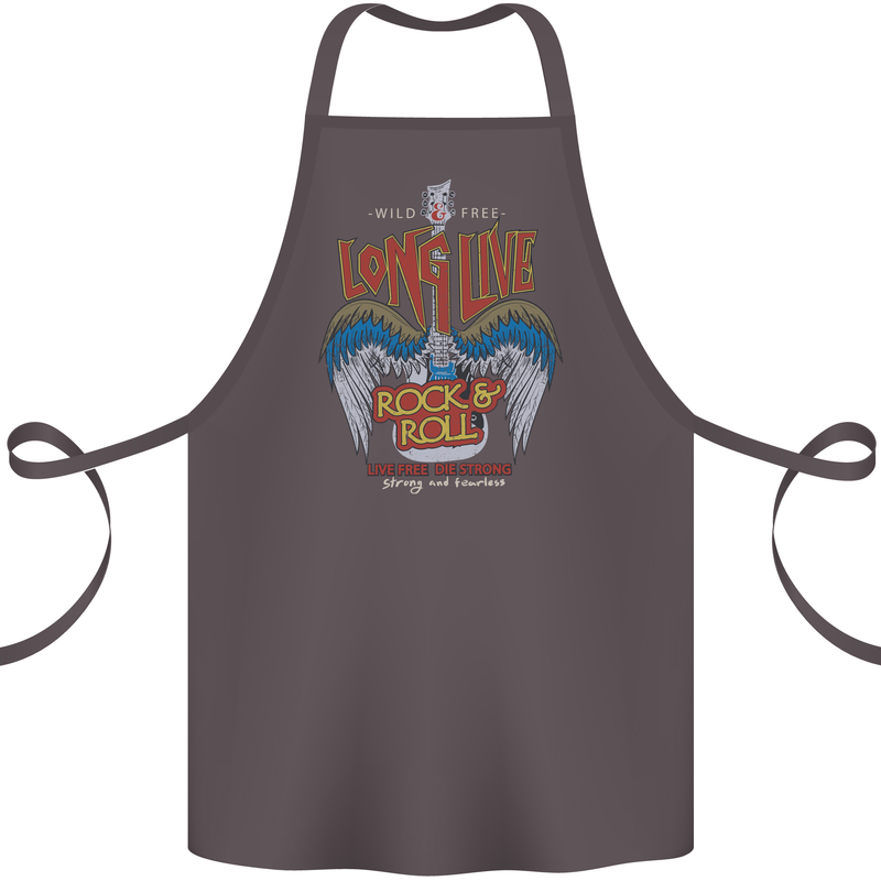 Long Live Rock n Roll Heavy Metal Guitar Cotton Apron 100% Organic Dark Grey