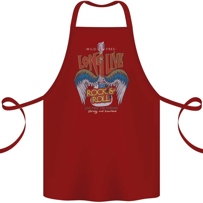 Long Live Rock n Roll Heavy Metal Guitar Cotton Apron 100% Organic Maroon
