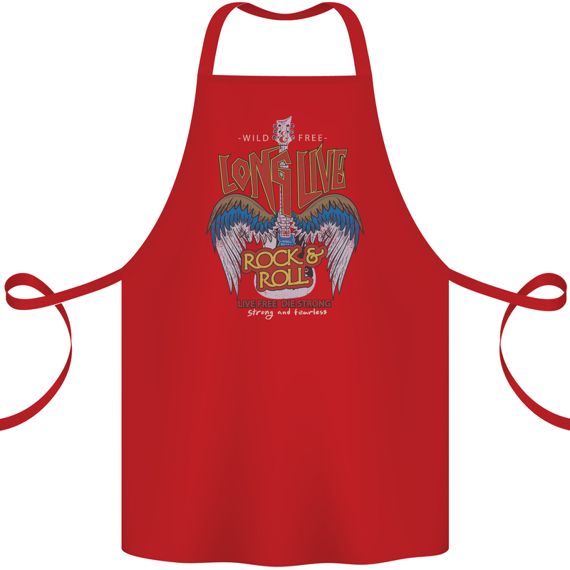 Long Live Rock n Roll Heavy Metal Guitar Cotton Apron 100% Organic Red