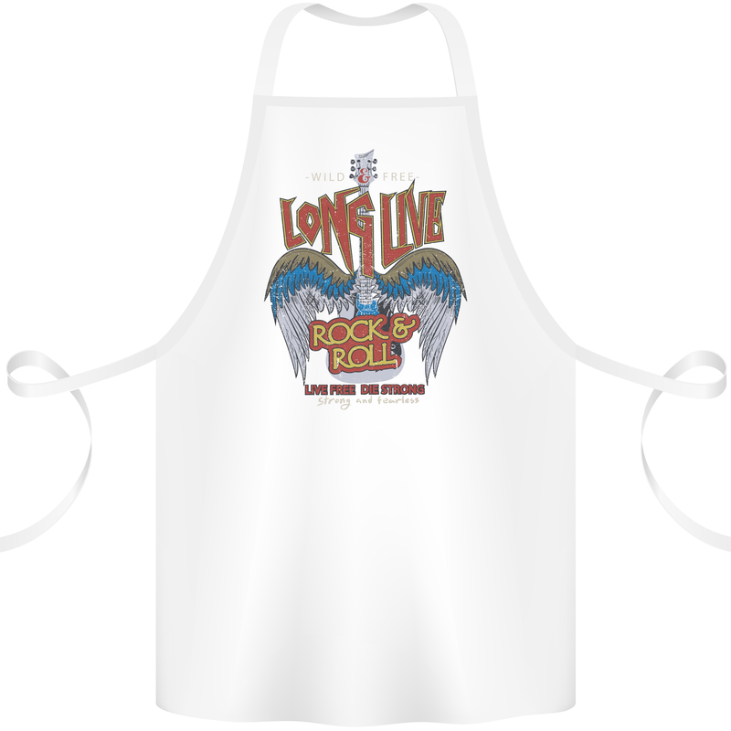 Long Live Rock n Roll Heavy Metal Guitar Cotton Apron 100% Organic White