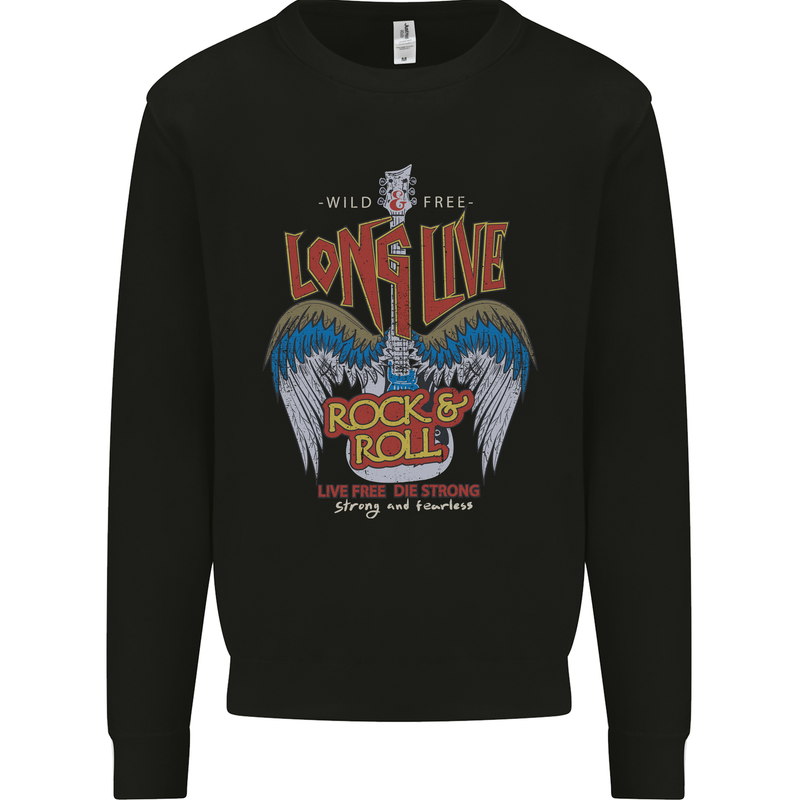 Long Live Rock n Roll Heavy Metal Guitar Kids Sweatshirt Jumper Black