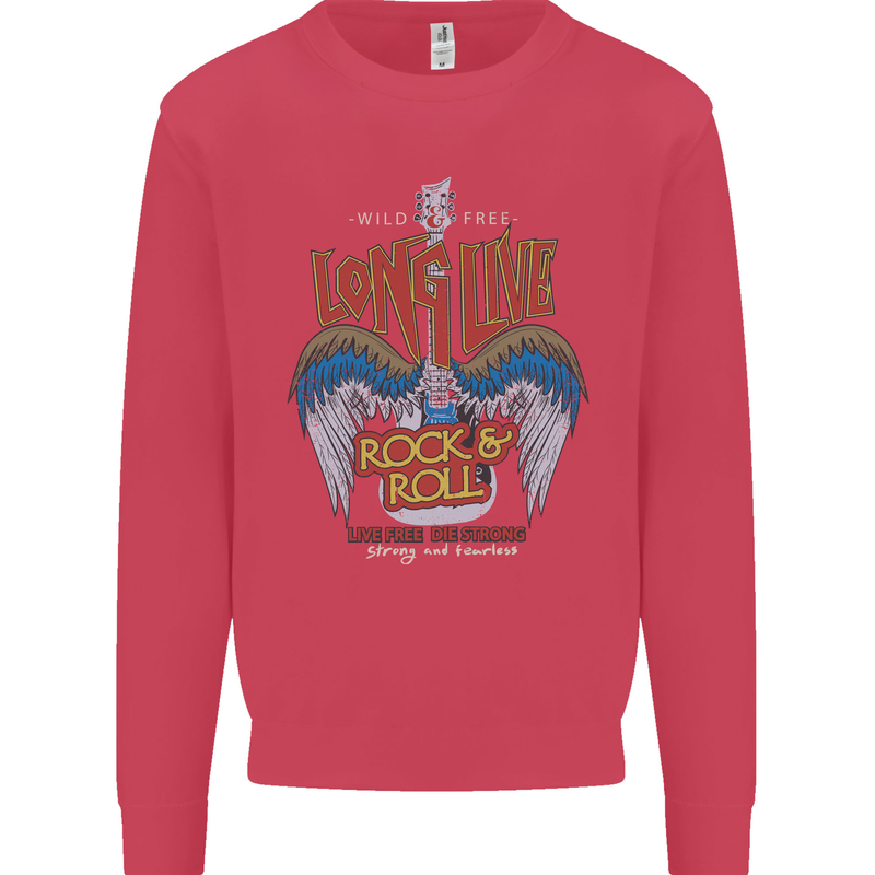 Long Live Rock n Roll Heavy Metal Guitar Kids Sweatshirt Jumper Heliconia
