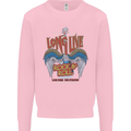 Long Live Rock n Roll Heavy Metal Guitar Kids Sweatshirt Jumper Light Pink
