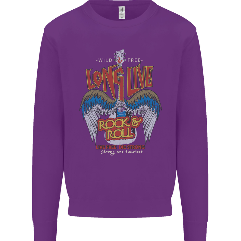 Long Live Rock n Roll Heavy Metal Guitar Kids Sweatshirt Jumper Purple