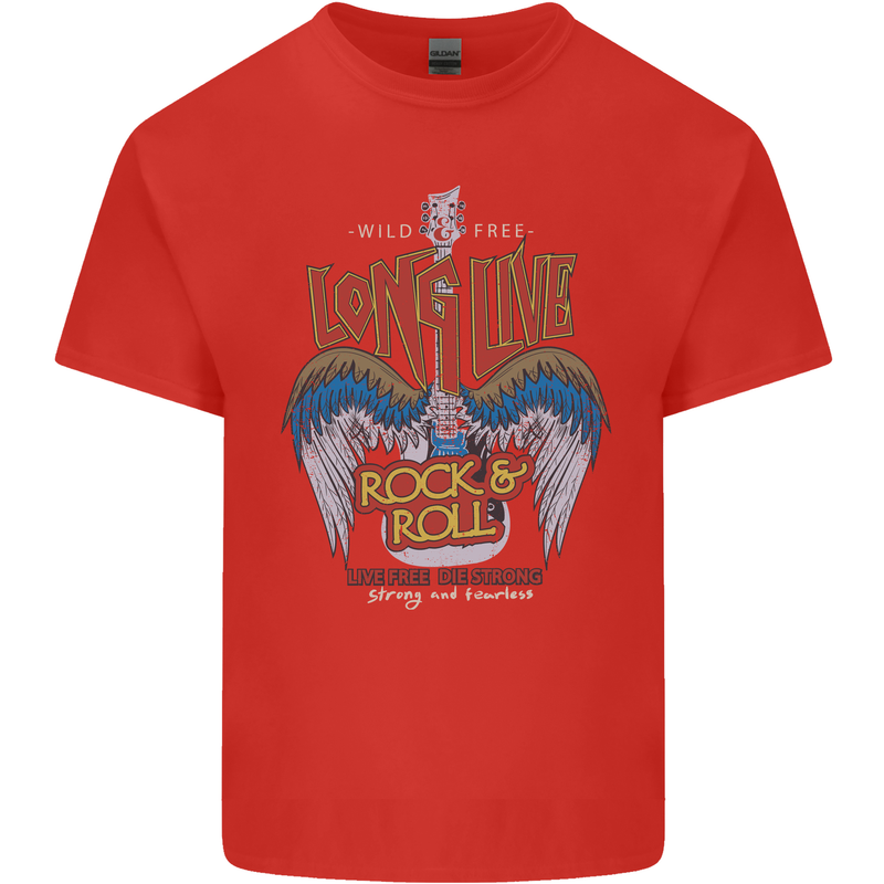 Long Live Rock n Roll Heavy Metal Guitar Kids T-Shirt Childrens Red