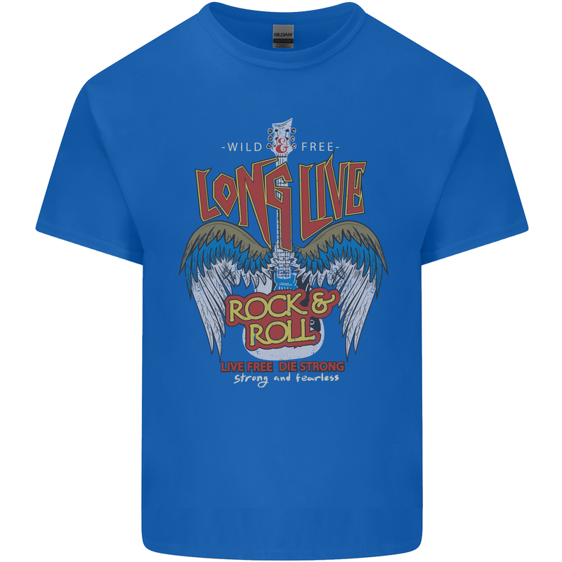 Long Live Rock n Roll Heavy Metal Guitar Kids T-Shirt Childrens Royal Blue